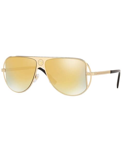 Versace Brown Mirror Gold Pilot Men's Sunglasses VE2212